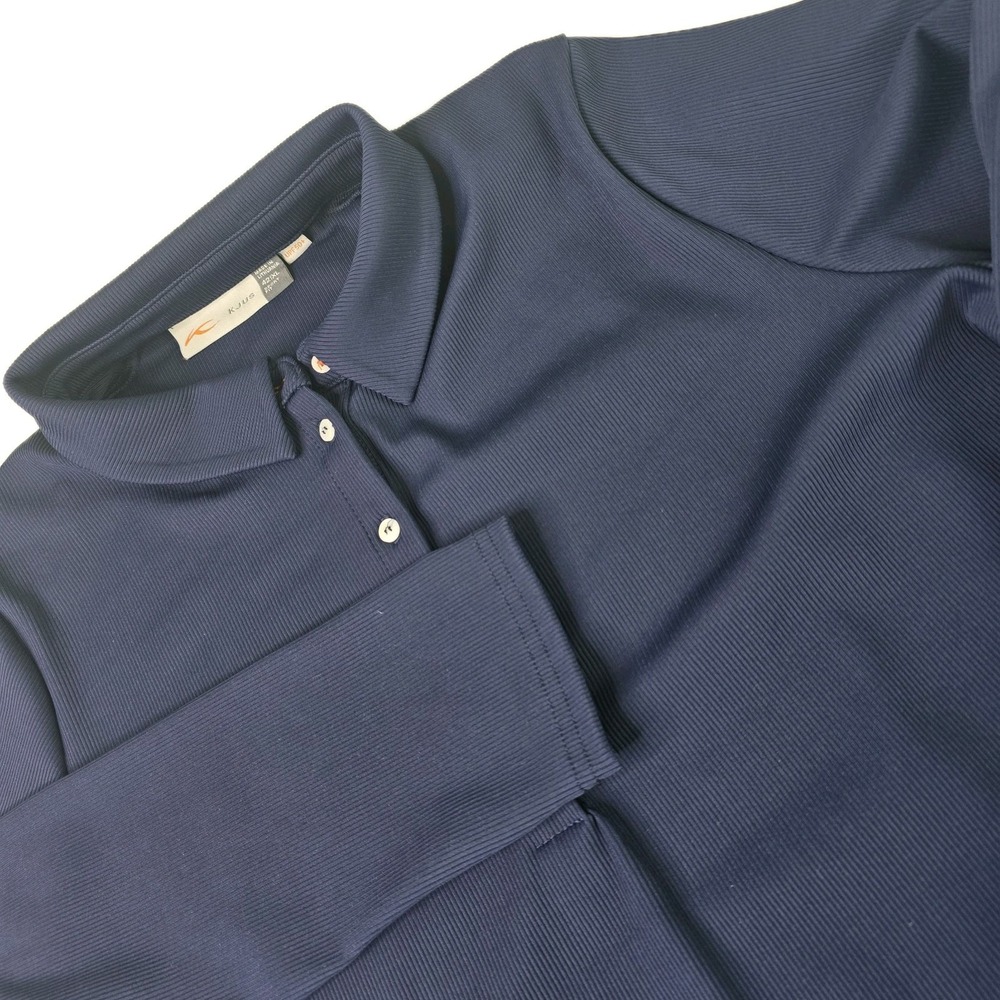 Kjus Womens Shirt XL Polo Golf Shirt Long Sleeve UPF 50+ Sport Fit Navy Blue